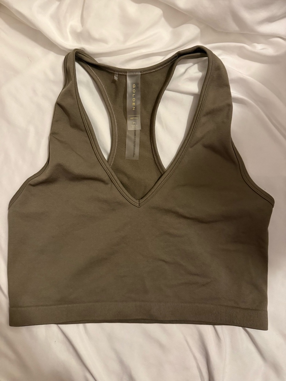 Like New Aritzia Golden BodyGrip™ V-Neck Racerback Bra Top